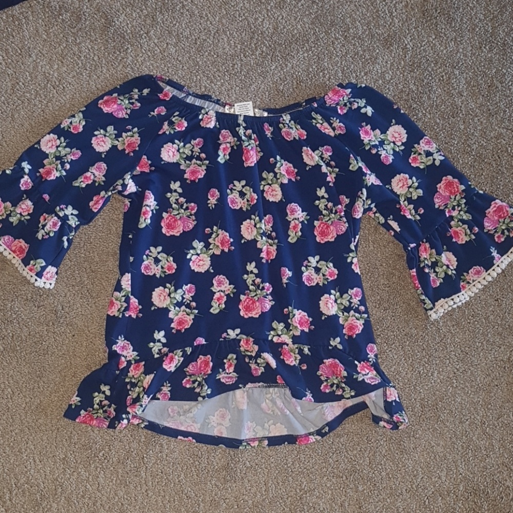 Kids Blue Off The Shoulder